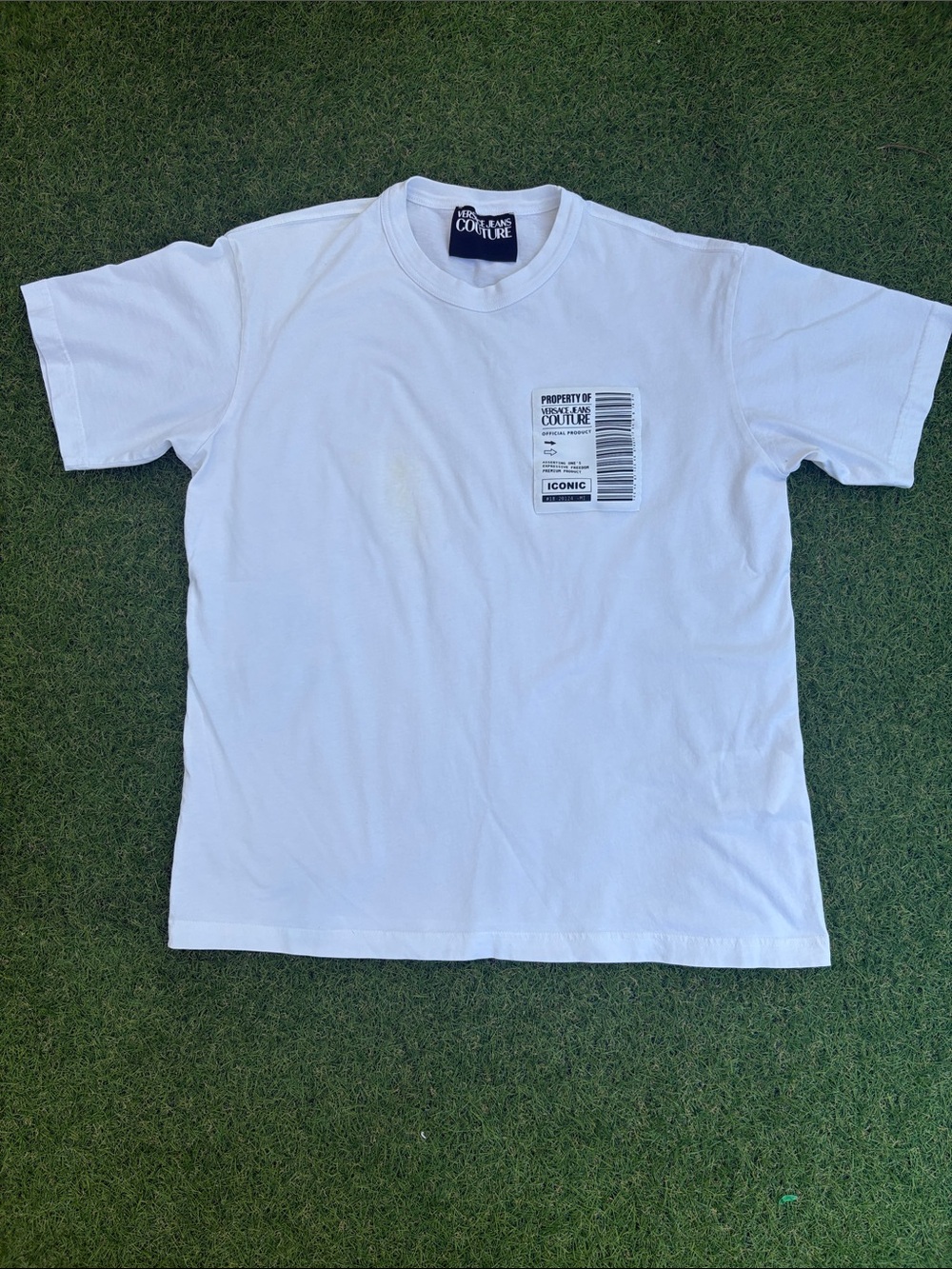 Versace Jeans Collection White Short Sleeve Tee with Tag Patch